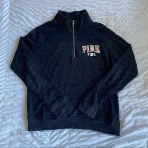 PINK Multicolored Black & White Quarter Zip Sweatshirt, Size Medium.